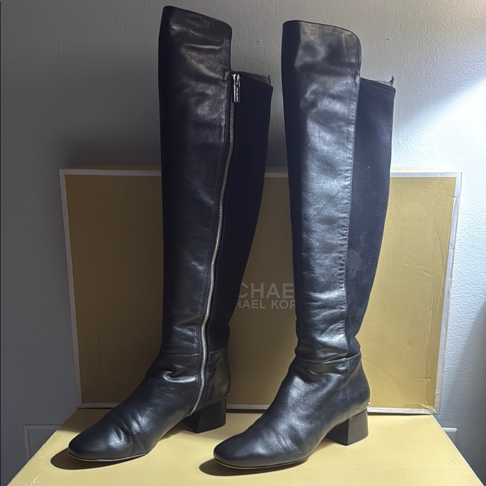 Michael Kors Black Leather Knee-High Boots